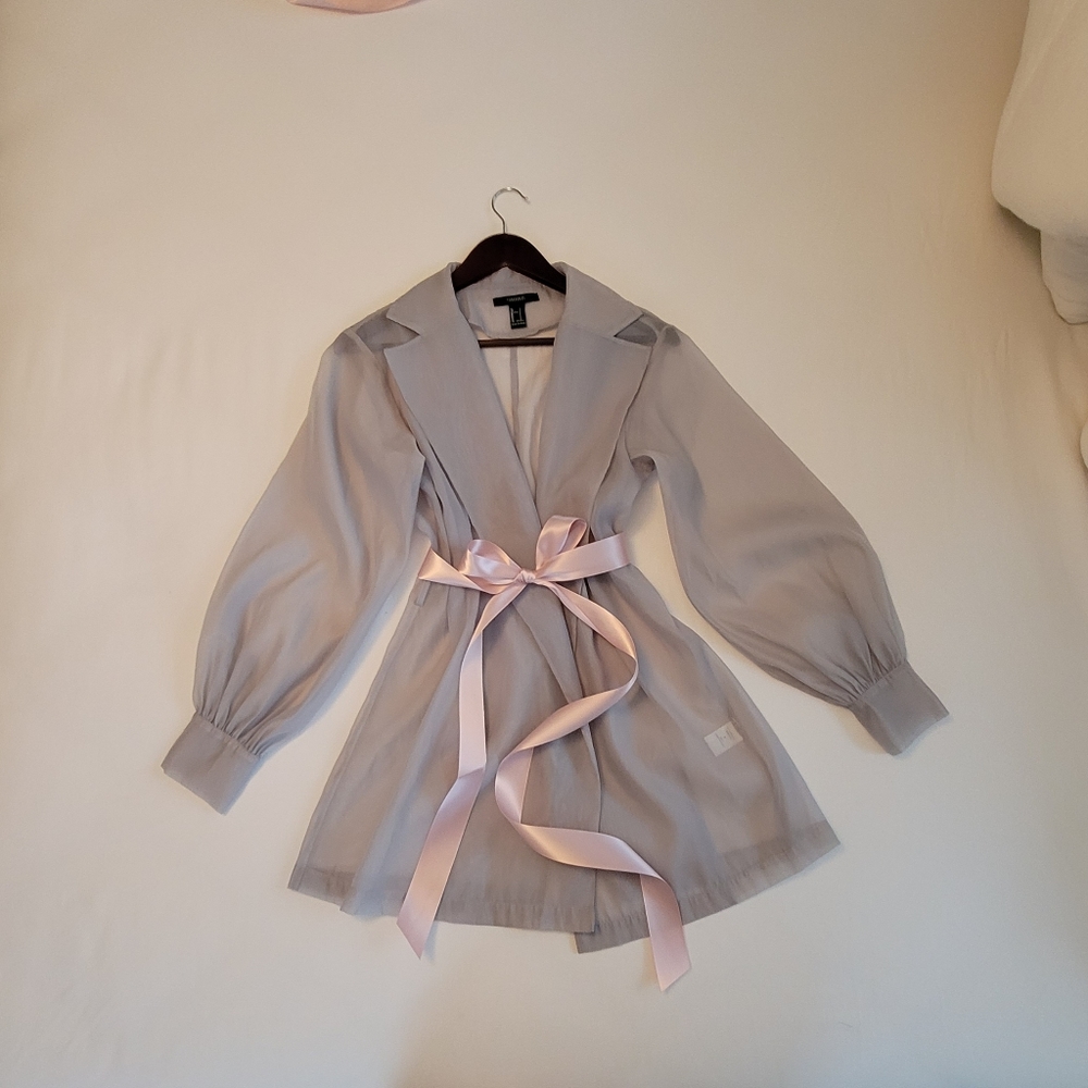 Forever 21 Sheer gray jacket blouse